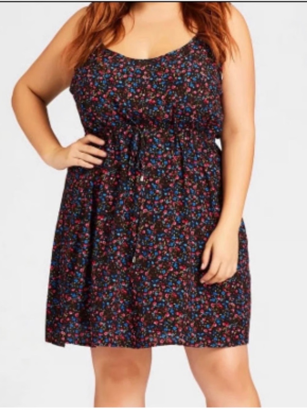 City Chic NWT Loralette Black Mini Dress with Ditsy Floral Print